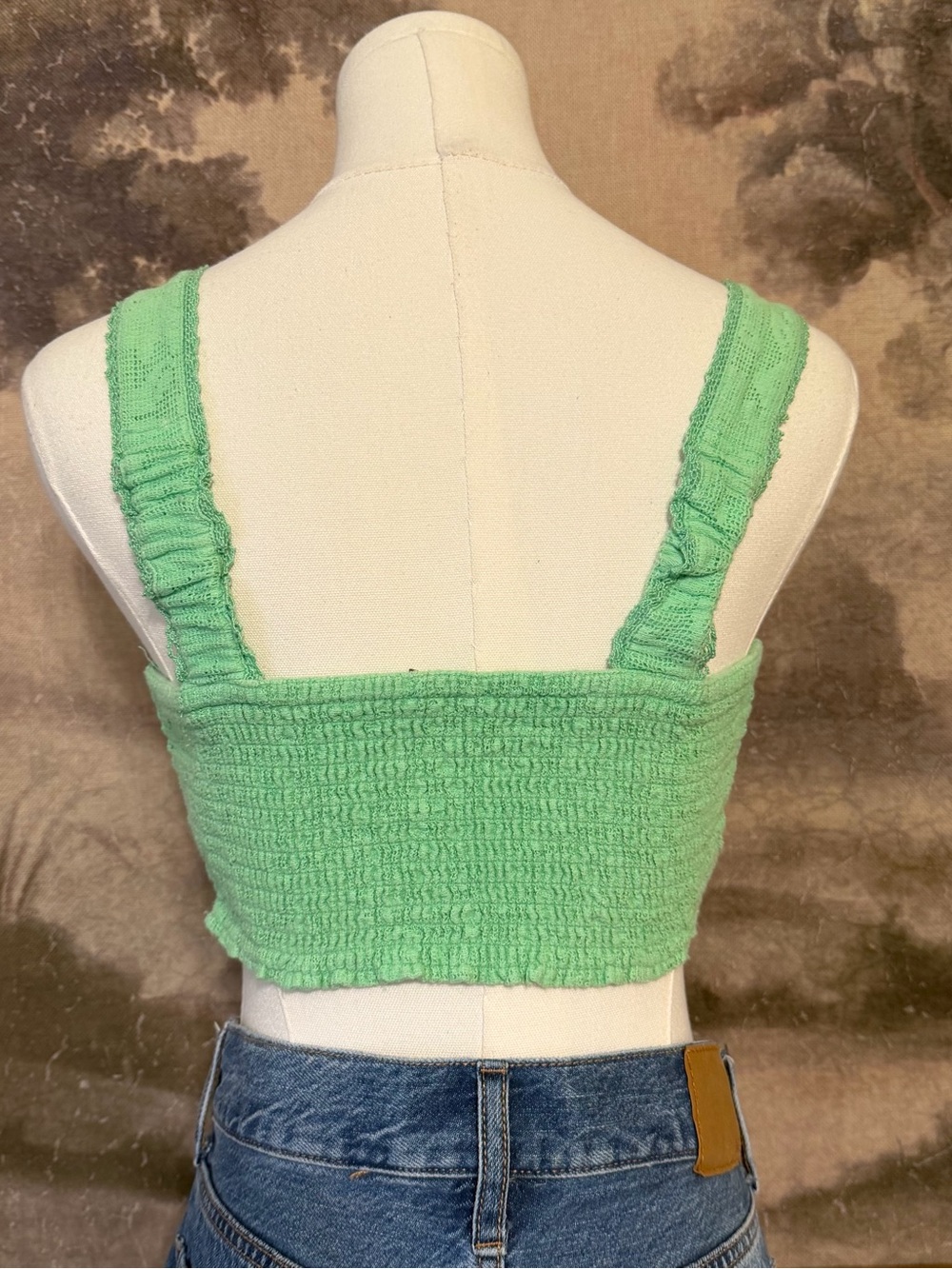 American Eagle Outfitters Lace Square-Neck Crop Tank in Mint - Picture 3 of 4